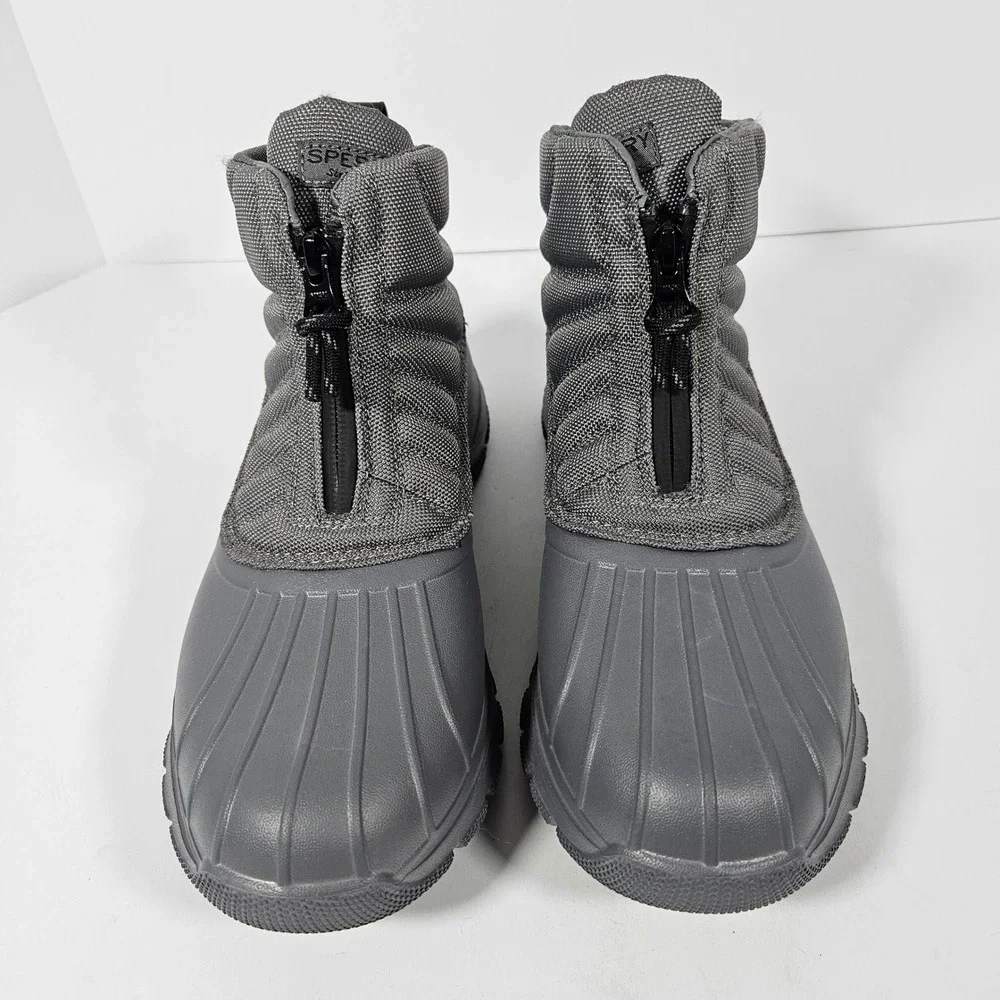 Sperry Torrent Front Zip Duck Boot Grey Waterproof STS88065 Womens 7.5